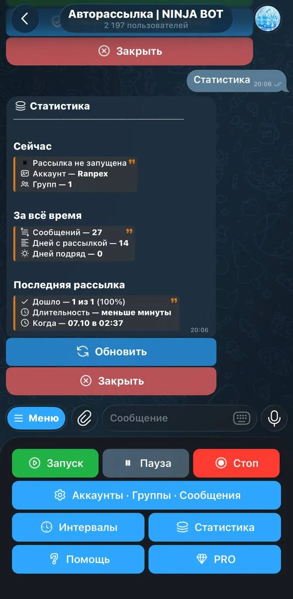 Статистика пользователя