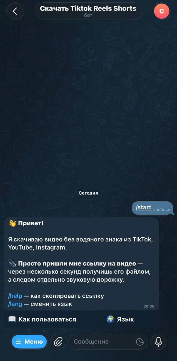 Приветствие бота